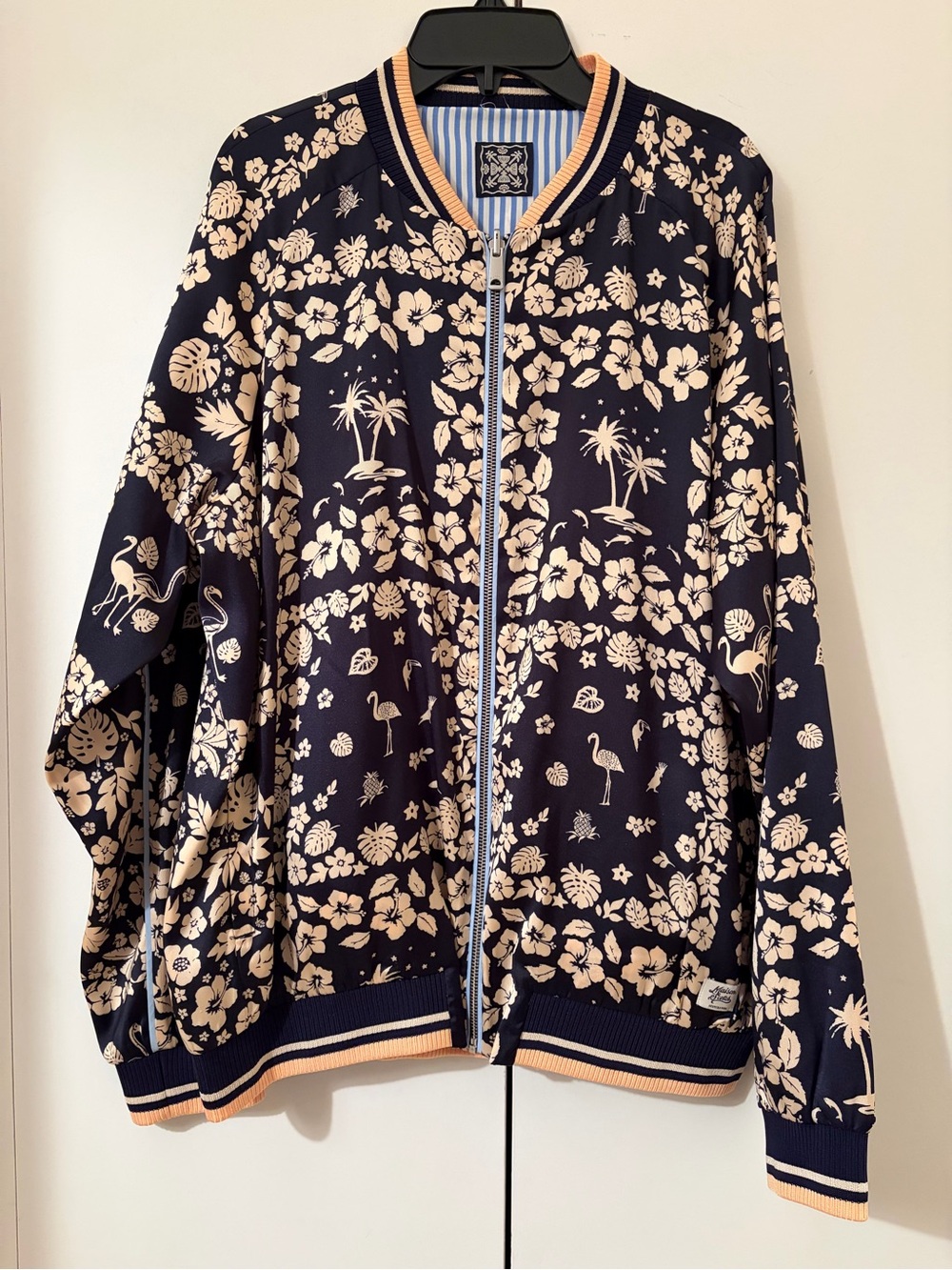 Scotch & Soda Reversible Floral Bomber Jacket - Navy/Blue Striped - Picture 7 of 7